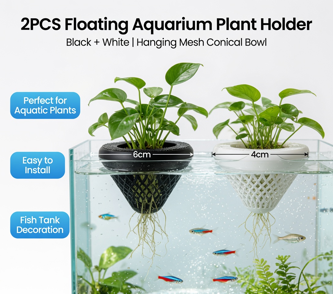 2PCS Floating Aquarium Plant H - Aquarium Fish Pot 评论和价格
