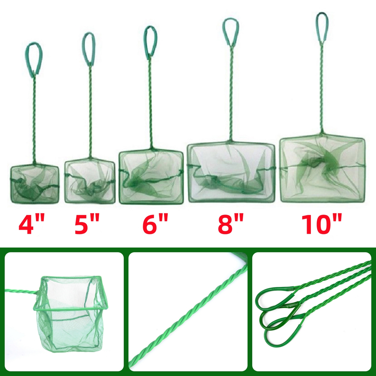 3~10 Inch Portable Nylon Green - Aquarium Fish Net 评论和价格